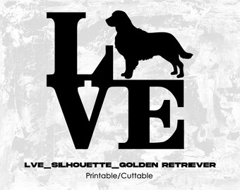 Lve_Silhouette_Golden Retriever - Printable/Cuttable - File Types .eps, .pdf, .jpg, .png, .svg .dfx