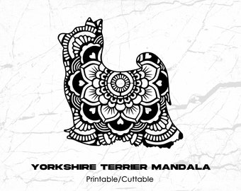 Yorkshire Terrier Mandala Printable/Cuttable - File Types .eps, .pdf, .jpg, .png, .svg .dfx