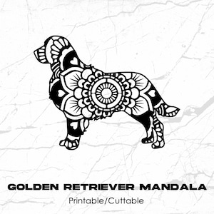 Golden Retriever Mandala Printable/Cuttable - File Types .eps, .pdf, .jpg, .png, .svg .dfx