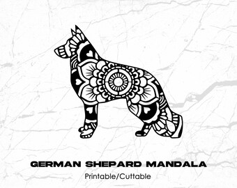 German Shepard Mandala Printable/Cuttable - File Types .eps, .pdf, .jpg, .png, .svg .dfx