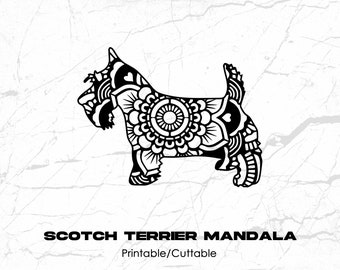 Scotch Terrier - Scottie - Mandala Printable/Cuttable - File Types .eps, .pdf, .jpg, .png, .svg .dfx