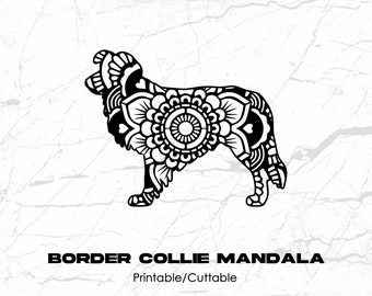 Border Collie Mandala Printable/Cuttable - File Types .eps, .pdf, .jpg, .png, .svg .dfx
