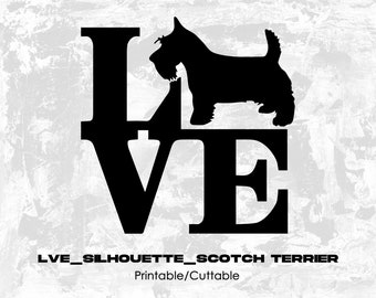 Lve_Silhouette_Scotch Terrier - Printable/Cuttable - File Types .eps, .pdf, .jpg, .png, .svg .dfx