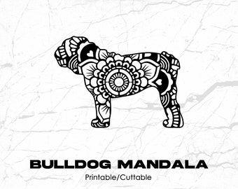 Bulldog Mandala Printable/Cuttable - File Types .eps, .pdf, .jpg, .png, .svg .dfx