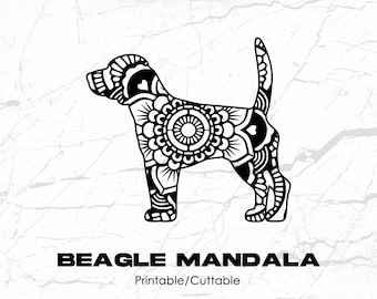 Beagle Mandala Printable/Cuttable - File Types .eps, .pdf, .jpg, .png, .svg .dfx