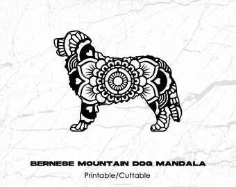 Bernese Mountain Dog Mandala Printable/Cuttable - File Types .eps, .pdf, .jpg, .png, .svg .dfx