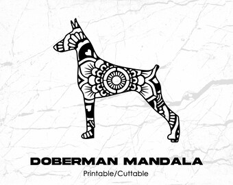 Doberman Mandala Printable/Cuttable - File Types .eps, .pdf, .jpg, .png, .svg .dfx