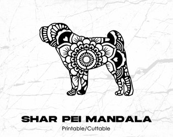 Shar Pei Mandala Printable/Cuttable - File Types .eps, .pdf, .jpg, .png, .svg .dfx