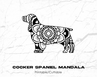 Cocker Spaniel Mandala Printable/Cuttable - File Types .eps, .pdf, .jpg, .png, .svg .dfx