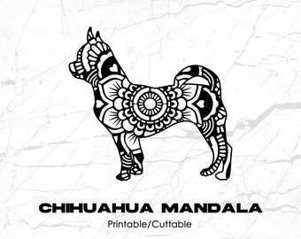 Chihuahua Mandala Printable/Cuttable - File Types .eps, .pdf, .jpg, .png, .svg .dfx