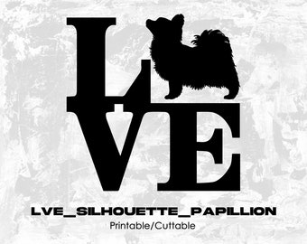 Lve_Silhouette_Papillion - Printable/Cuttable - File Types .eps, .pdf, .jpg, .png, .svg .dfx