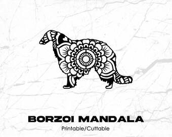 Borzoi Mandala Printable/Cuttable - File Types .eps, .pdf, .jpg, .png, .svg .dfx