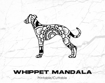 Whippet Mandala Printable/Cuttable - File Types .eps, .pdf, .jpg, .png, .svg .dfx