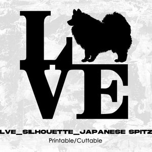 Lve_Silhouette_Japanese Spitz - Printable/Cuttable - File Types .eps, .pdf, .jpg, .png, .svg .dfx