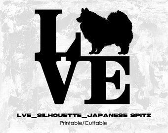 Lve_Silhouette_Japanese Spitz - Printable/Cuttable - File Types .eps, .pdf, .jpg, .png, .svg .dfx