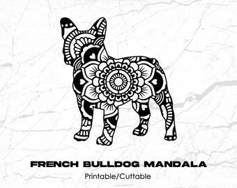 French Bulldog Mandala Printable/Cuttable - File Types .eps, .pdf, .jpg, .png, .svg .dfx