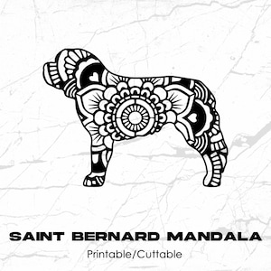 Saint Bernard Mandala Printable/Cuttable - File Types .eps, .pdf, .jpg, .png, .svg .dfx
