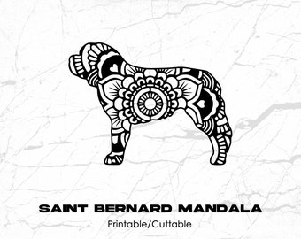 Saint Bernard Mandala Printable/Cuttable - File Types .eps, .pdf, .jpg, .png, .svg .dfx