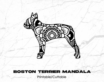 Boston Terrier Mandala Printable/Cuttable - File Types .eps, .pdf, .jpg, .png, .svg .dfx