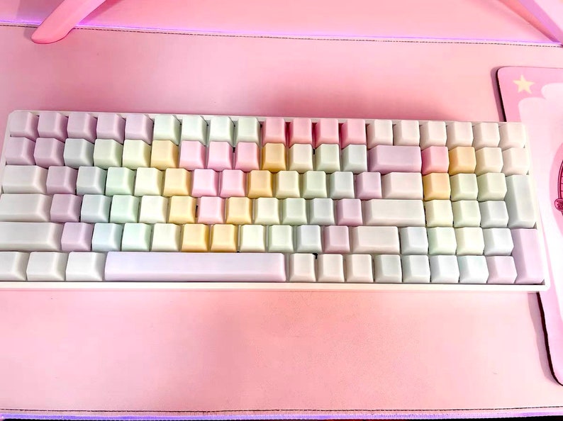 Rainbow Pom Jelly Keycaps Pudding Keycaps Custom Keycaps Etsy