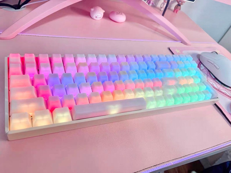 Colored Pudding Keycaps Rainbow Pom Jelly Keycaps Pudding Keycaps Custom Keycaps Pastel Keycaps ...