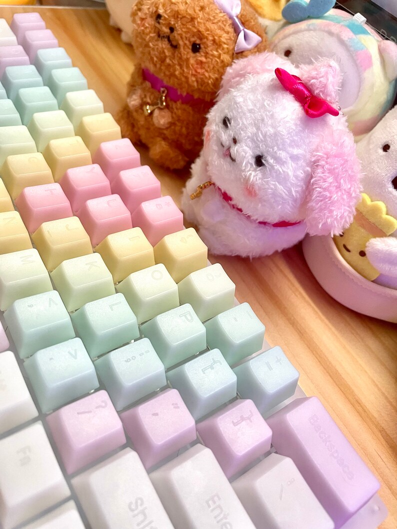 Top Carvings Custom Keycaps Rainbow Pom Jelly Keycaps Pastel Etsy