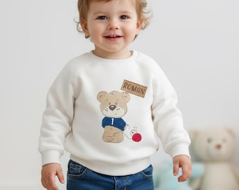 Personalised Bear Sweatshirt – Custom Name Toddler Jumper Gift