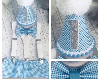 Birthday on the Farm Cake Smash Bloomers, Tie and Birthday Hat main image 0