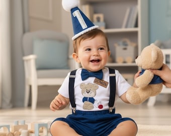 Personalised Teddy Bear 1st Birthday Outfit – First Birthday Romper Boy