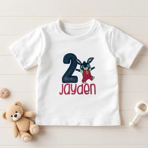 Personalised Toddler Birthday Character  T-Shirt  – Custom Name and Age – Soft Cotton Party Outfit