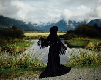 MADE TO ORDER - Dark Spirit - One Size Fits Most Lace Dress - Boho Lace Dress - Maternity Dress
