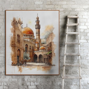 Al-Aqsa mosque, Al Quds, Old architecture, Jerusalem, Palestine,Masjid AlAqsa, Boho wall art, Islamic Decor Muslim Printable Vintage Poster