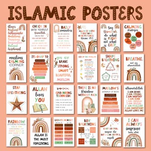 30 Boho Muslimische Kinder Drucke, Madrassa Klassenzimmer, Beruhigende Ecke Druck, Islamische Wandkunst, Digitaler Download, Autismus AdhD