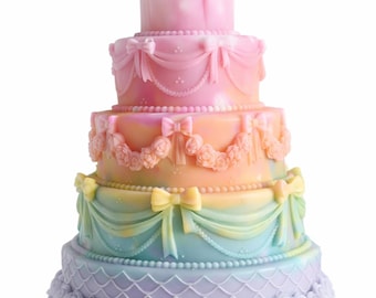 Pastel Rainbow Cake Candle | Luxury Soy Wax Birthday Candle | Cute Aesthetic Party Decor | Gift for Kids & Girls | Like Cake Candle