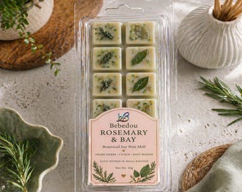 Rosemary Bay Leaf Soy Wax Melts | Herbal Apothecary Scent | Earthy Home Fragrance | Hand-poured Botanical Melts | Kitchen & Focus Scent