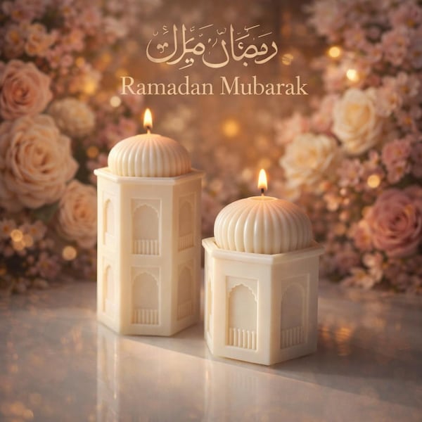 Eid decoration Mosque Candle Decor: Ramadan Eid Gift, Oud White Musk Scent