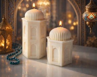 Pillar candle decoration Mosque Candle Decor: muslim wedding Gift, Oud White Musk Scent