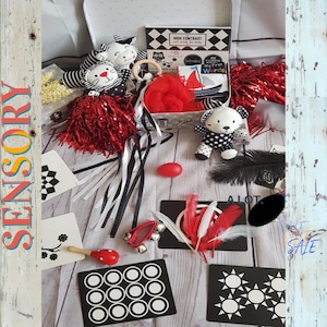 Geschenkdoos pasgeboren baby Zintuiglijke doos kaart zwart-wit geschenkdoos zwart-wit, cadeauset baby, mand babyshower, cadeaus pasgeboren