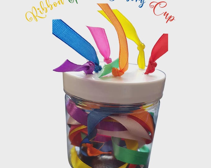 Montessori ribbon pull toy: sensory cup for fine motor skills