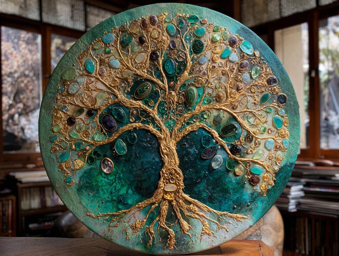 Resom Tree Large Round Resin Tree Canvas Art, Textured 3D Impasto, 50cms - Etsy