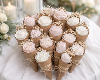 素朴な花のキャンドルギフト｜ソイワックスのウェディングギフト｜ブライダルシャワーギフト｜婚約パーティーの装飾｜独身最後のパーティーギフト｜環境に優しい