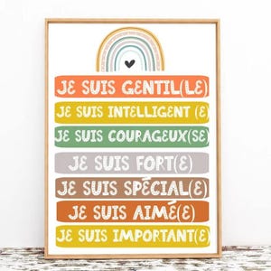 Stampa decorativa per aule in francese, decorazioni per camerette per bambini, stampe artistiche per asili nido, poster sull'uguaglianza, stampe artistiche per aule (A3)