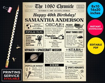 Birthday newspaper | Etsy