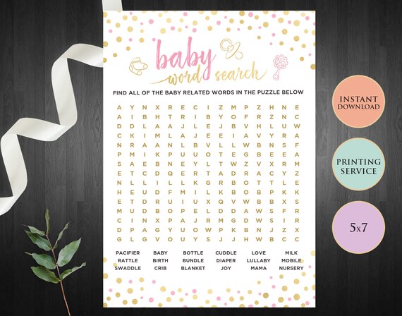 Baby Word Search Baby Shower Game Printable Template Fun Etsy