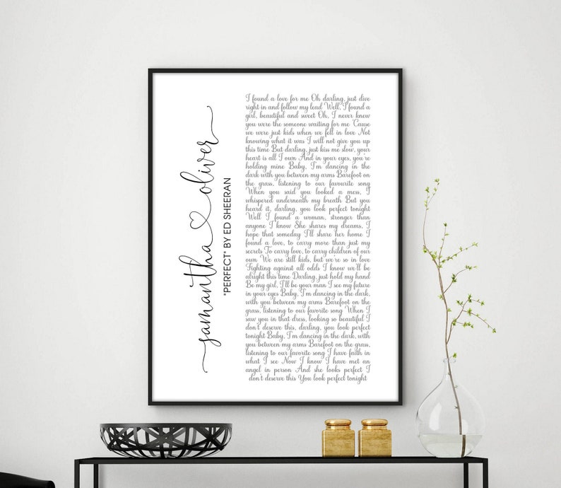 Personalized Wedding Song Lyrics Art Print Framed Canvas Etsy