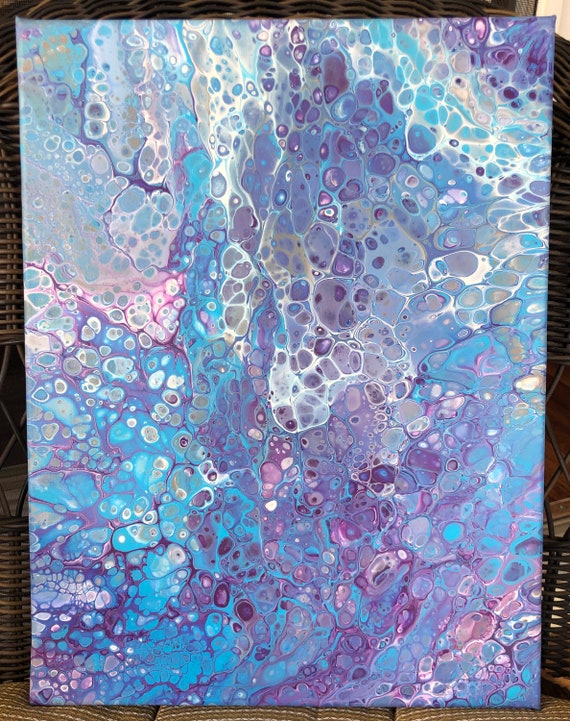 Purple and Blue Fluid Art Pour Painting | Etsy