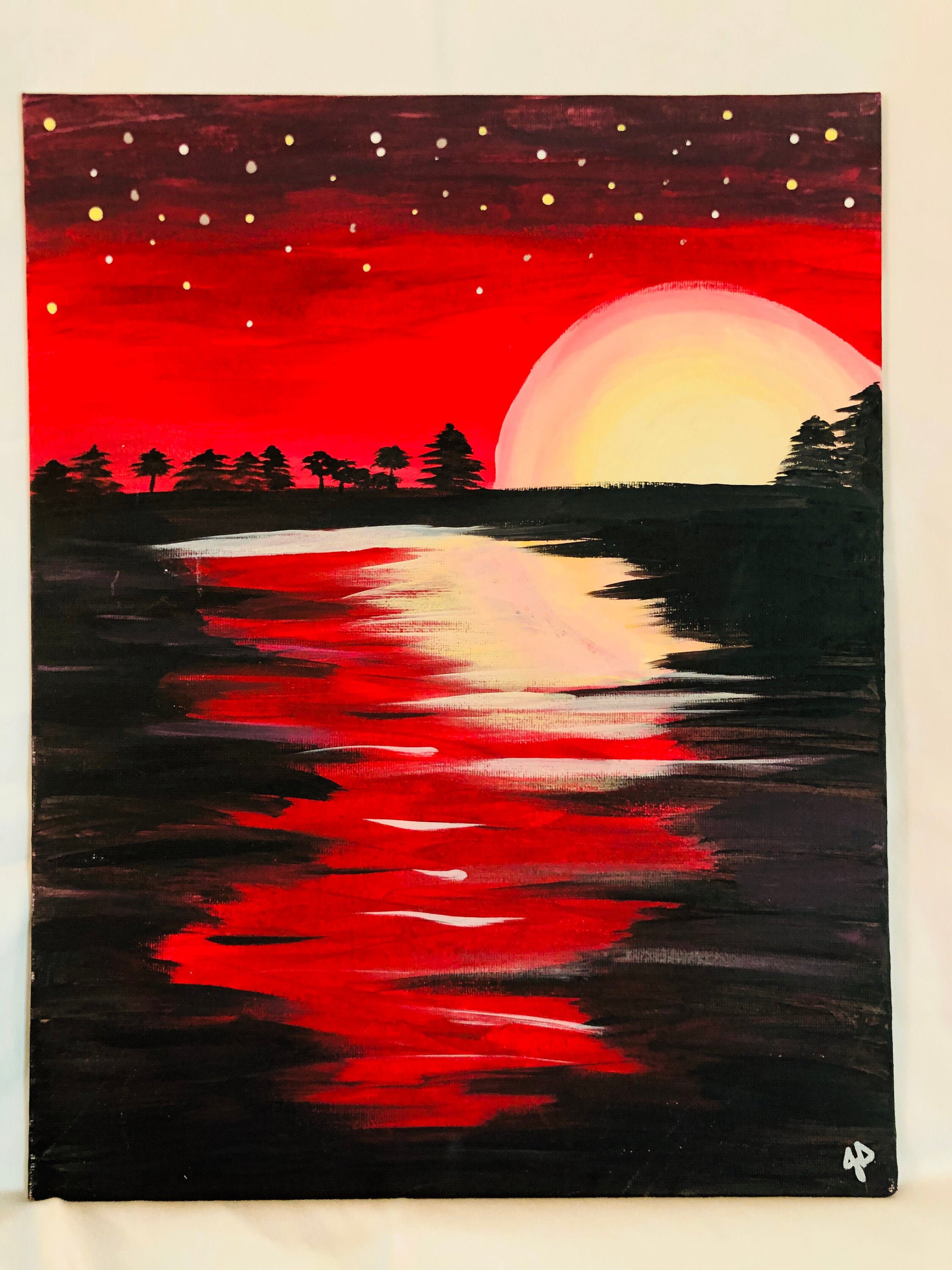 Red Sky at Night acrylic painting