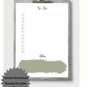 Notizblock zum Ausdrucken (Letter Size) - To Do - 2 Seiten (Coral, Olive)