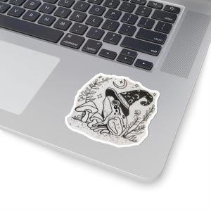 Whimsical Frog Sticker Hand Drawn - Magical Decor for Nature Lovers, Vinyl Decal for Laptops, Water Bottles, and Gifts, Cute Animal Art