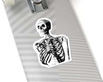 Spooky Skeleton Sticker: Gothic Laptop, Journal Art Decal